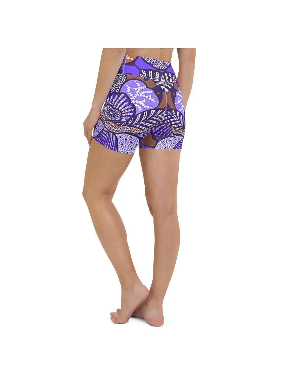 Purple Batik Floral Yoga Shorts