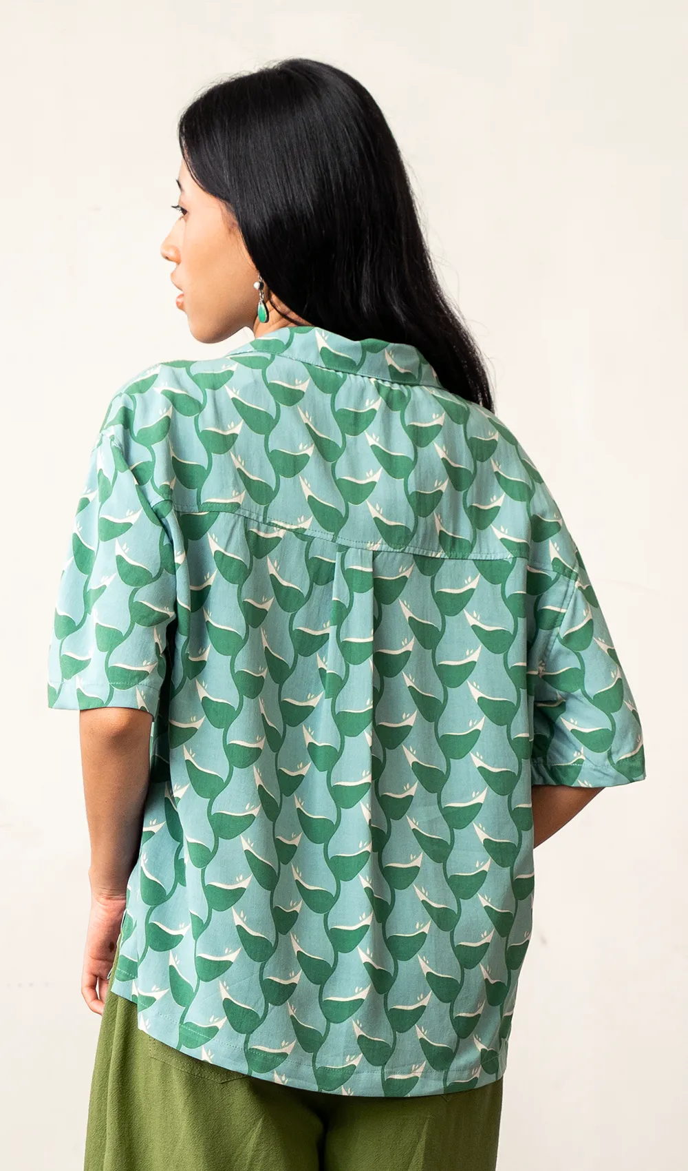 Relax Button Up Heliconia Moss - S/M