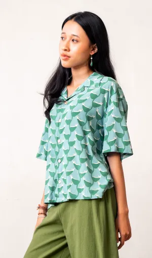 Relax Button Up Heliconia Moss - S/M