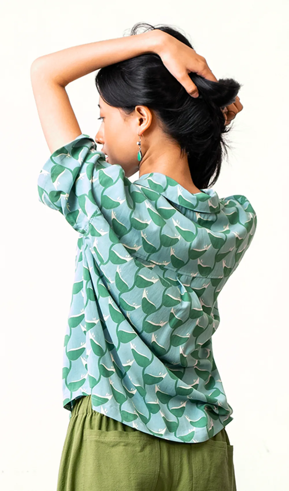 Relax Button Up Heliconia Moss - S/M