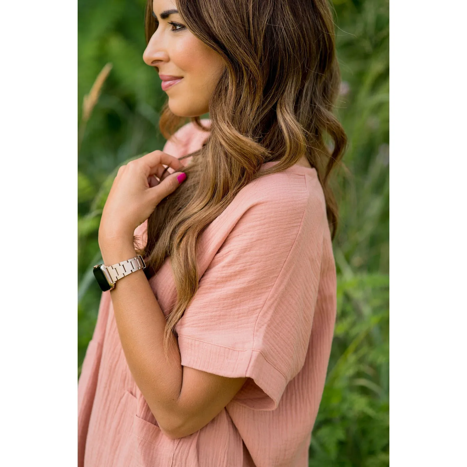 Relaxed Gauze Pocket Blouse