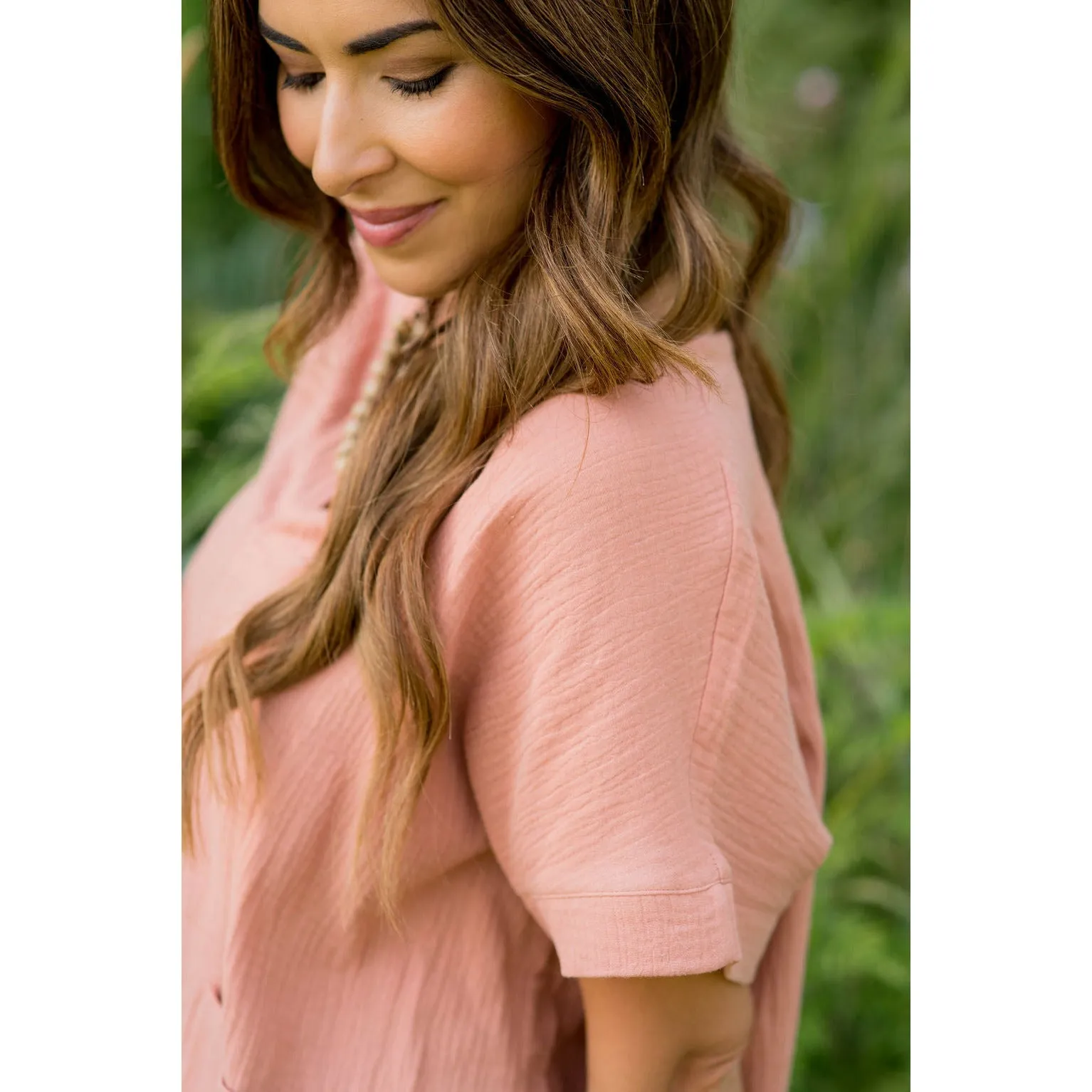 Relaxed Gauze Pocket Blouse