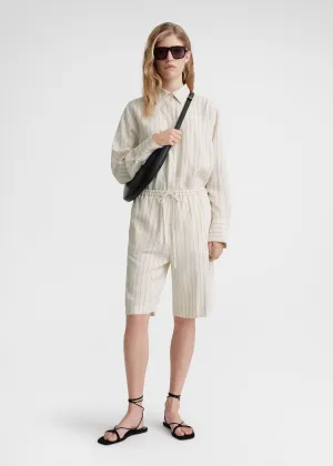Relaxed pinstripe shorts ecru/black