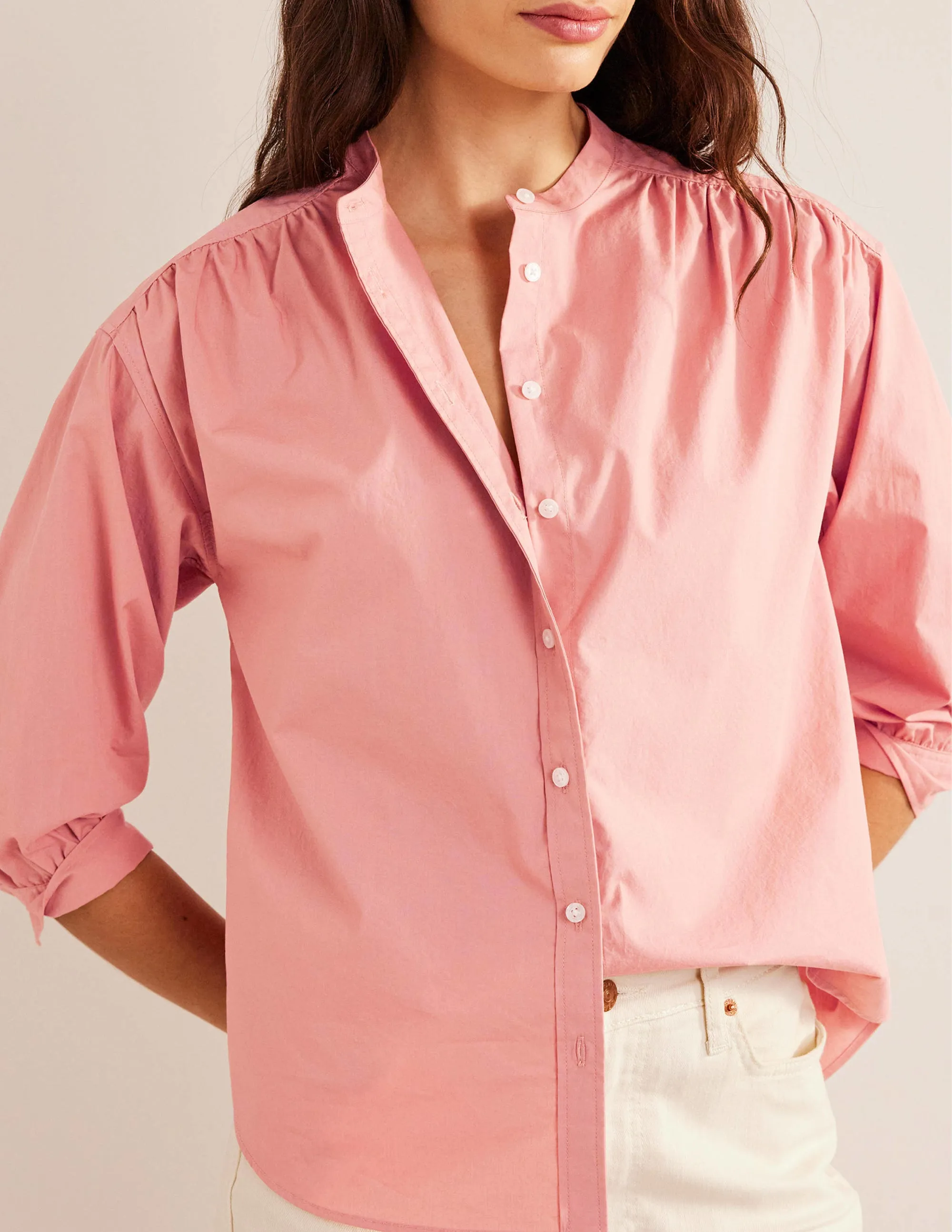 Relaxed Poplin Shirt-Rose Pink