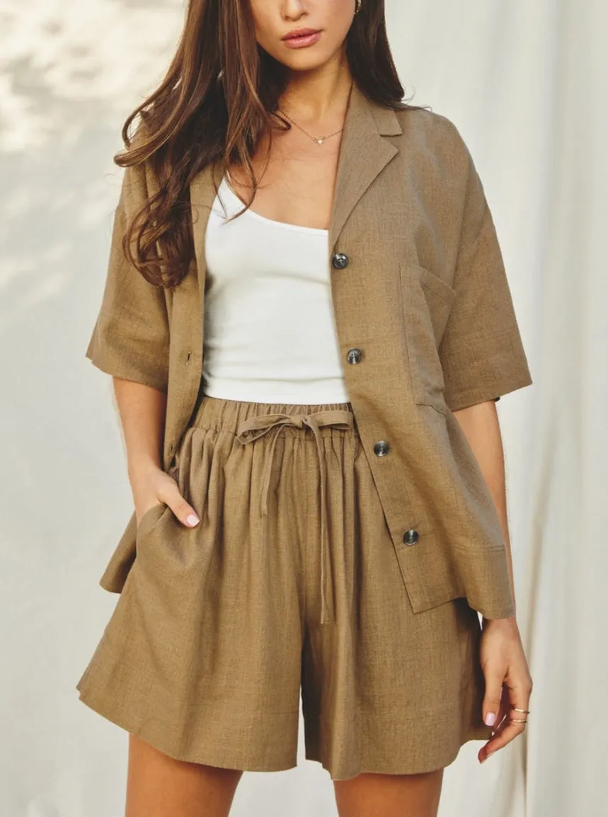 Relaxed shirts shorts set