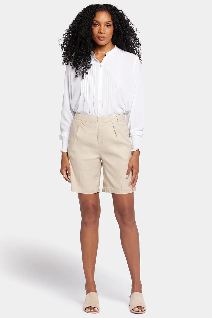 Relaxed Short Beige Stretch-Leinen | Feather