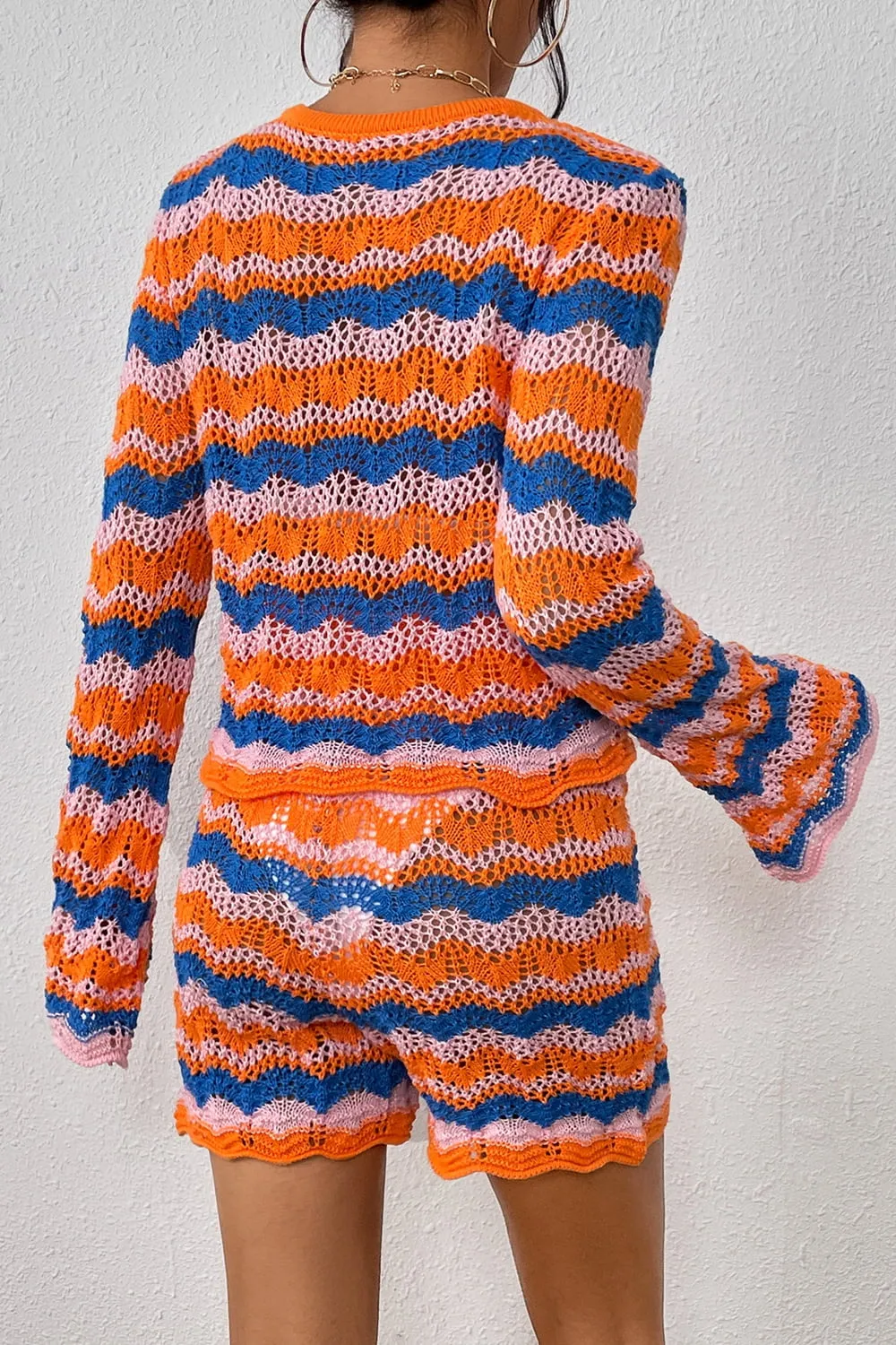 Relaxed Vibes Striped Sweater and Knit Shorts Set