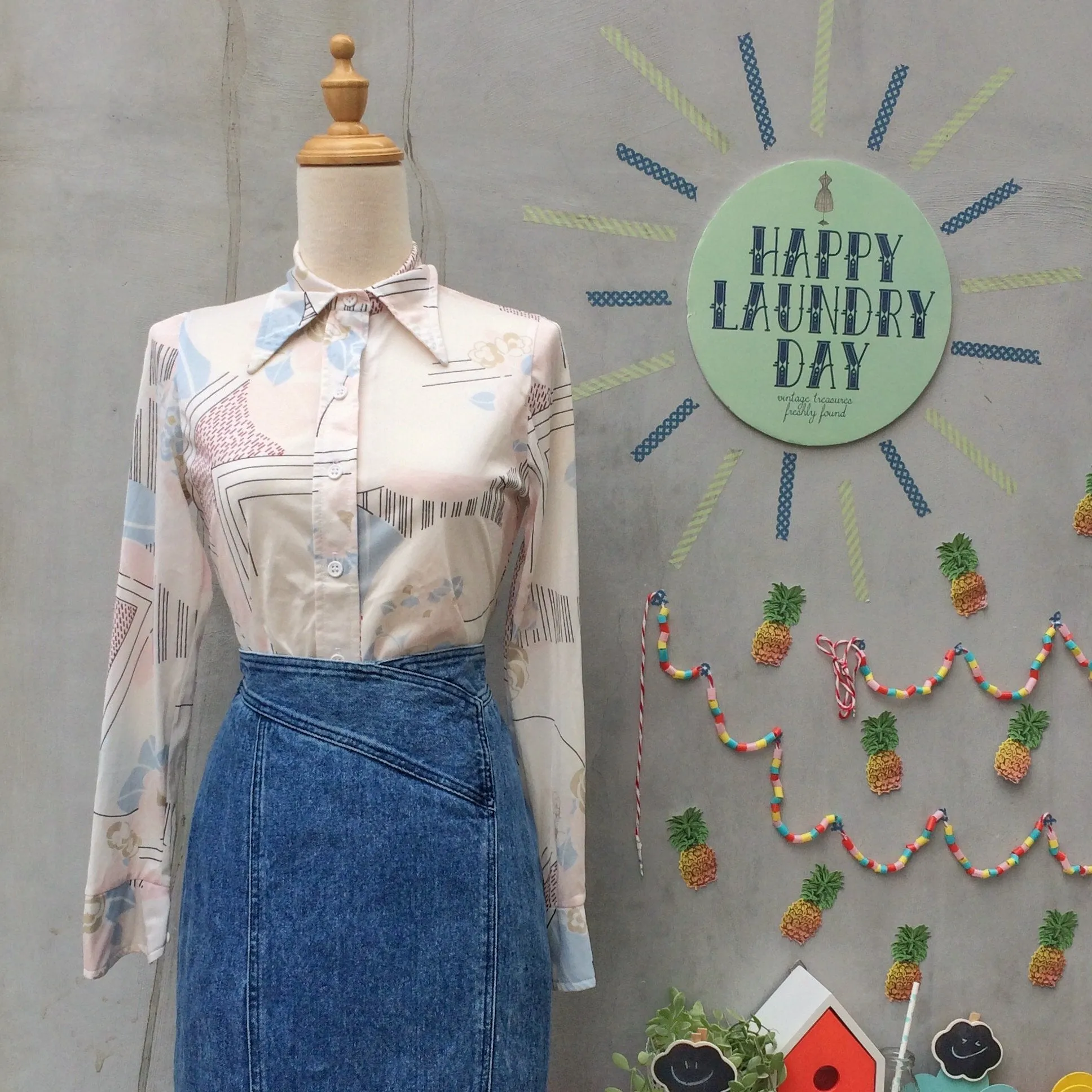 SALE! | Pale Rose by Comparison | Vintage 1970s pastel rose and stripes shirt