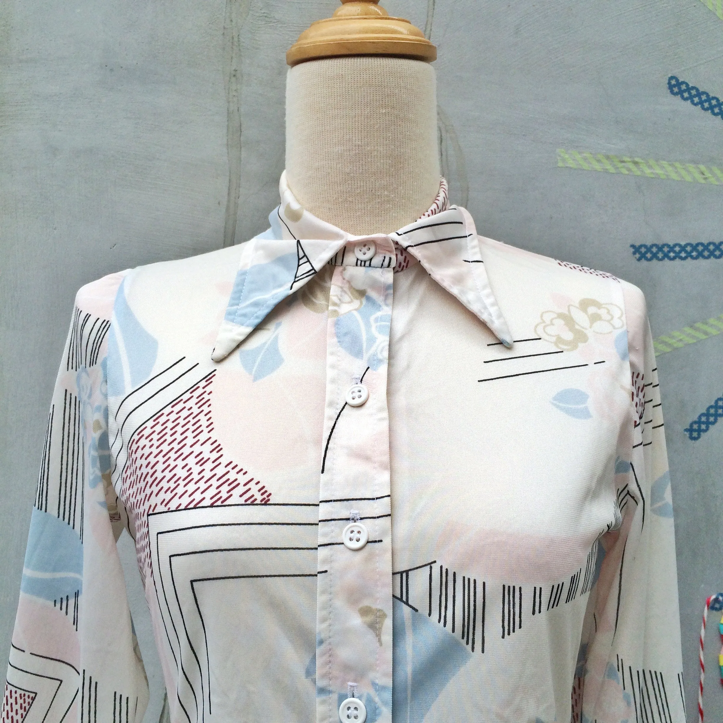 SALE! | Pale Rose by Comparison | Vintage 1970s pastel rose and stripes shirt