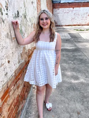 Selah White Checkered Flowy Dress