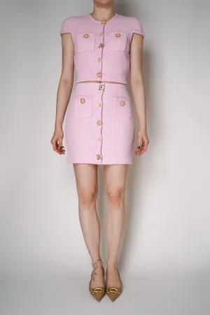 Self-Portrait Pink Jewel Button Knit Mini Skirt