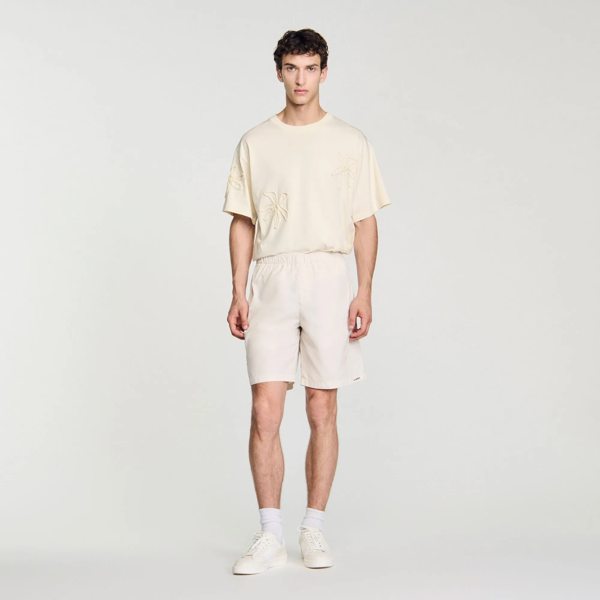 Short Tech Technical Fabric Bermuda Shorts Ivory
