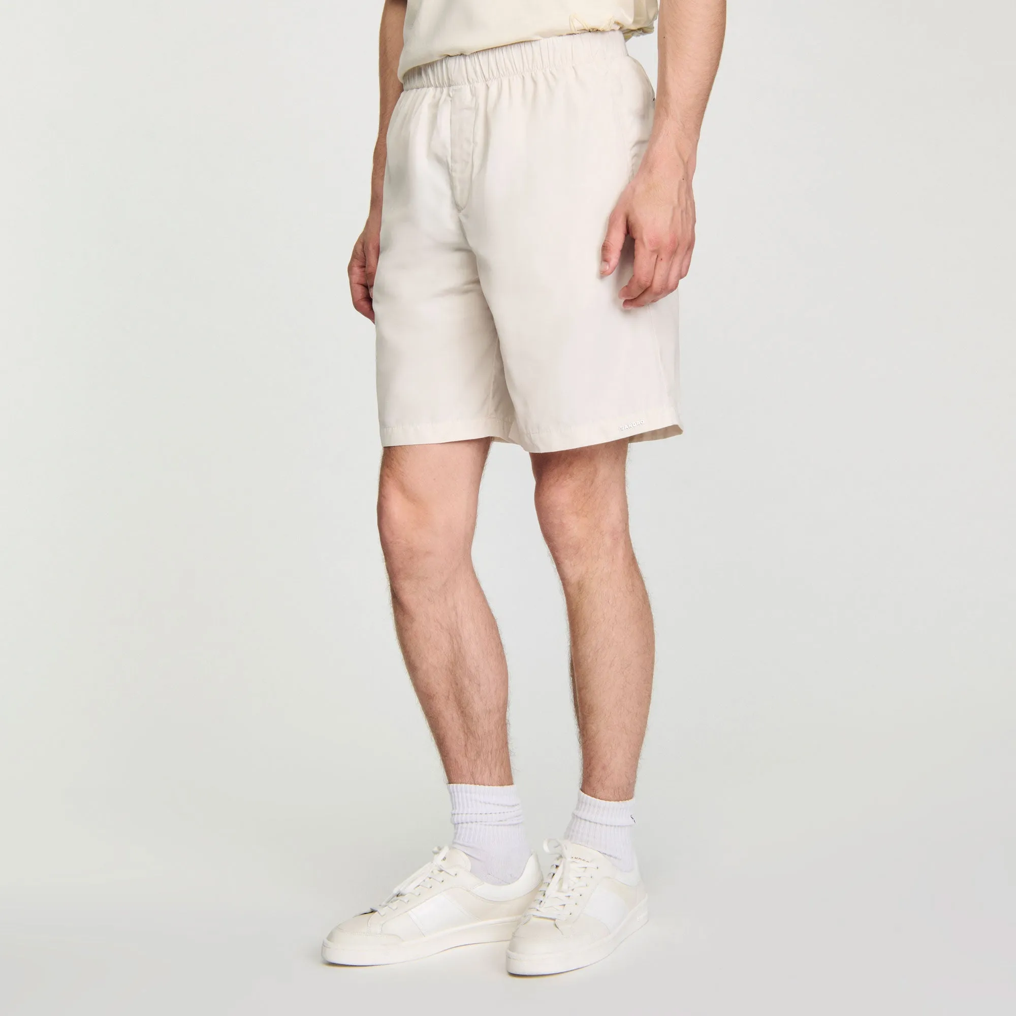 Short Tech Technical Fabric Bermuda Shorts Ivory