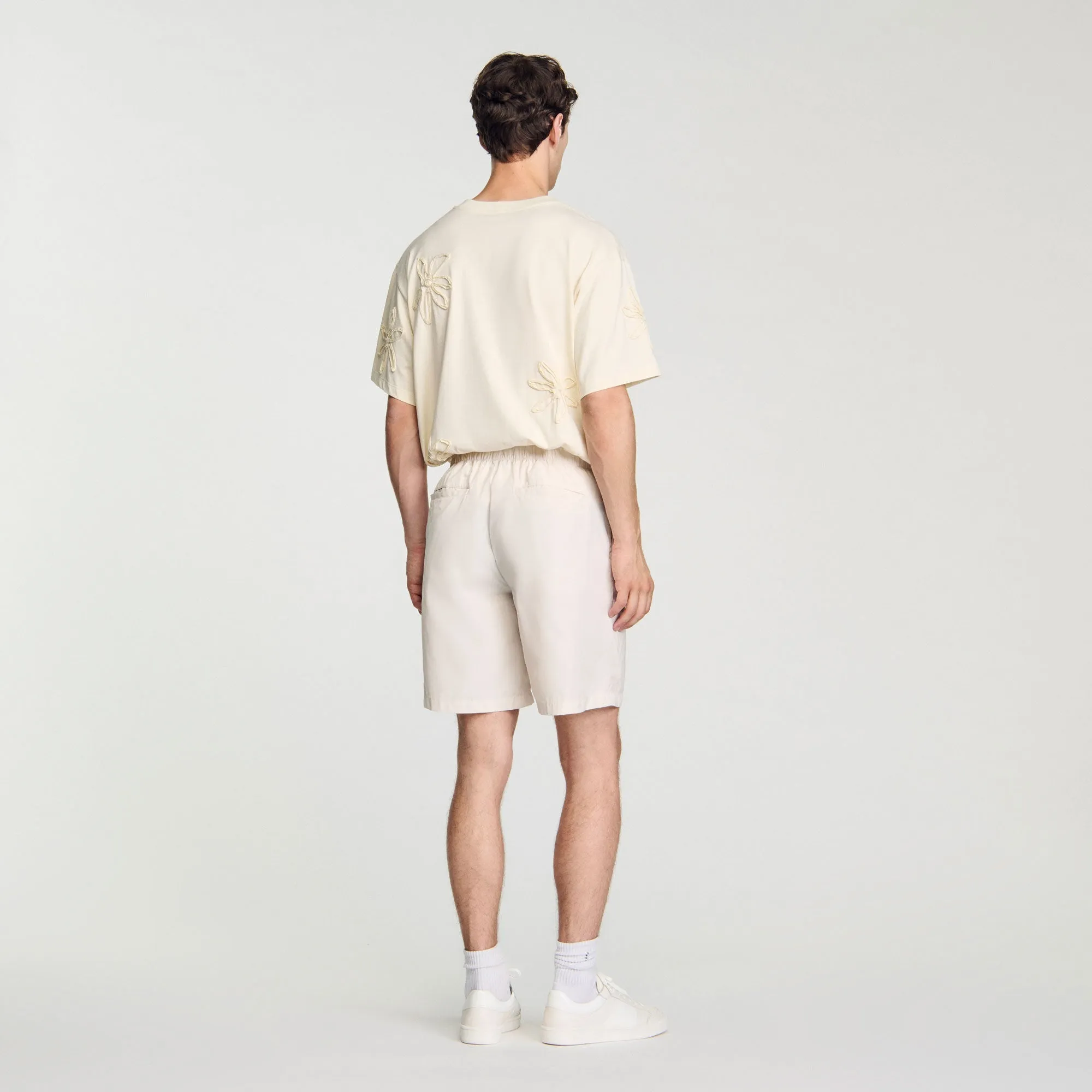 Short Tech Technical Fabric Bermuda Shorts Ivory