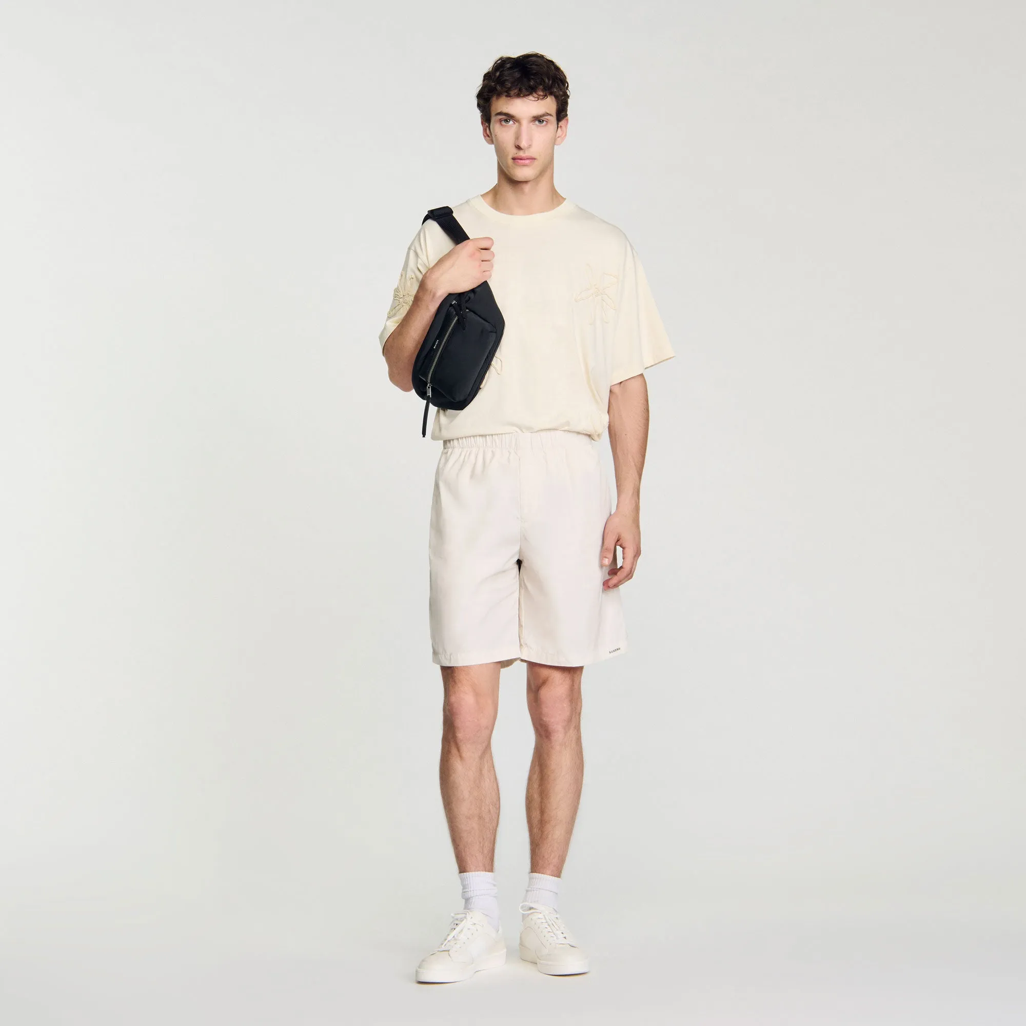 Short Tech Technical Fabric Bermuda Shorts Ivory