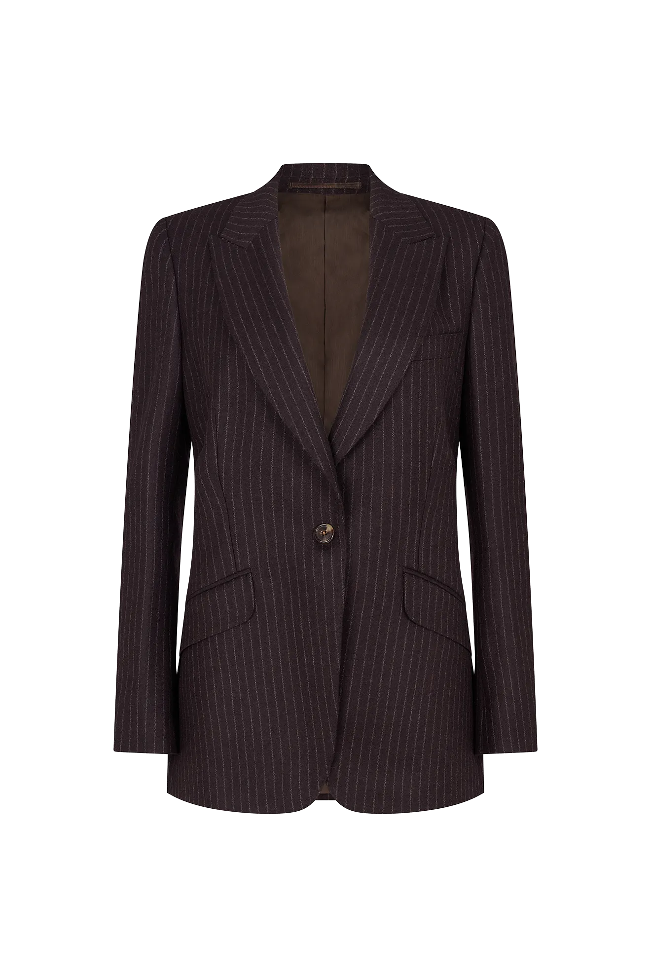 Single Breasted Jacket in Wool Pinstripe