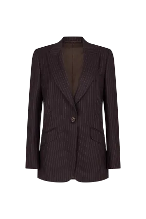 Single Breasted Jacket in Wool Pinstripe