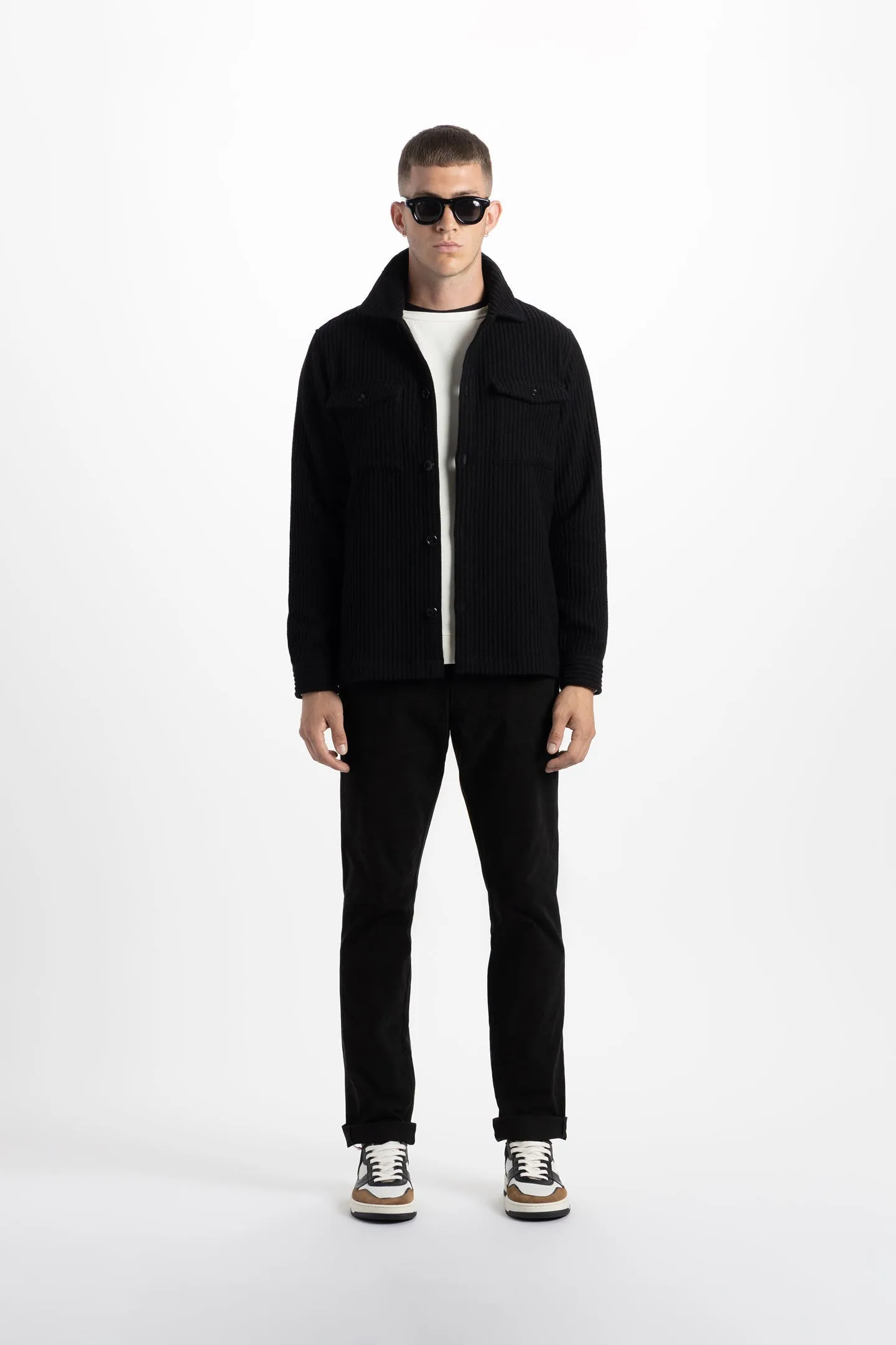 Soft Cloth Melrose Shirt Jacket in Melton Rib - Black