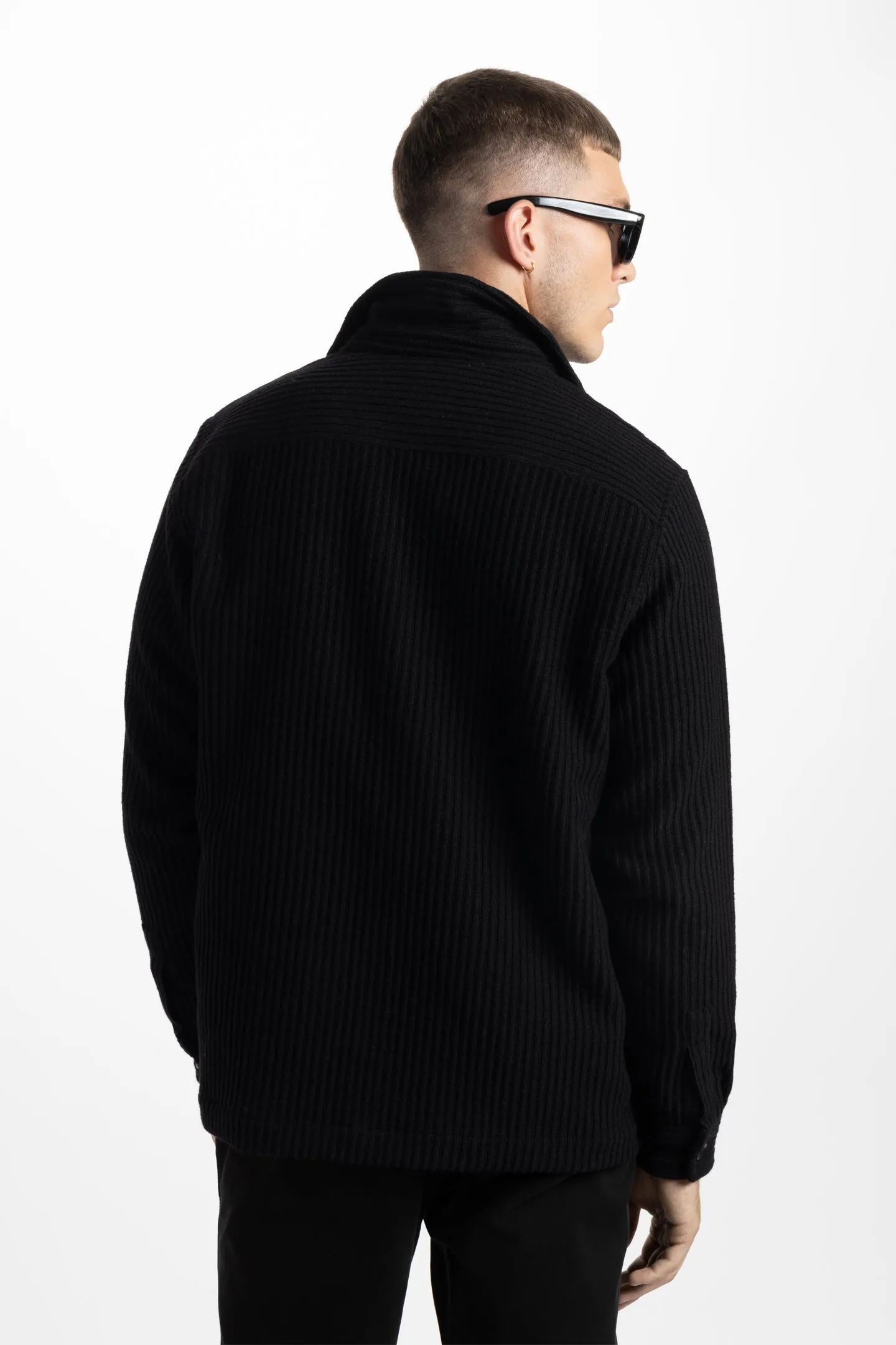 Soft Cloth Melrose Shirt Jacket in Melton Rib - Black