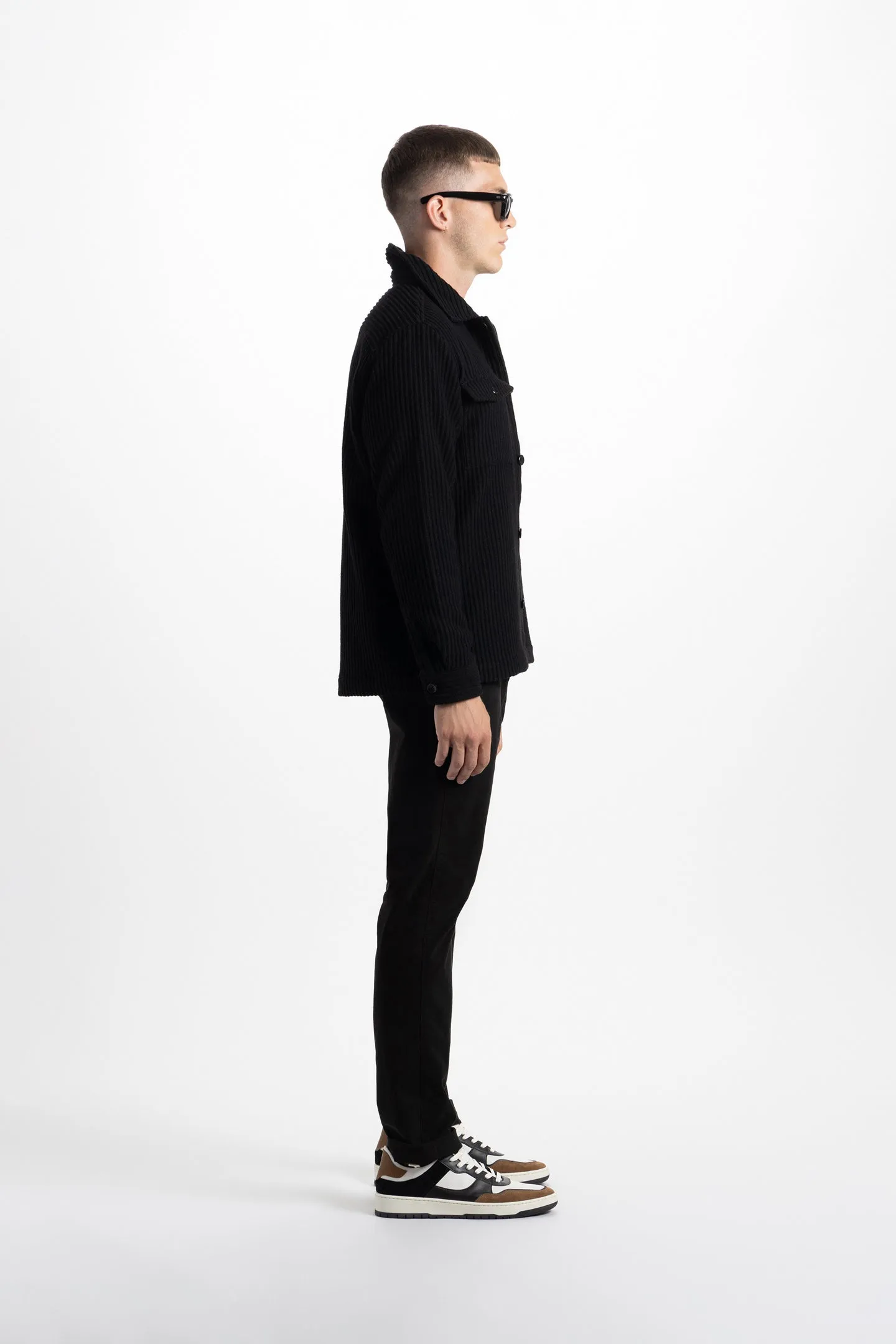 Soft Cloth Melrose Shirt Jacket in Melton Rib - Black