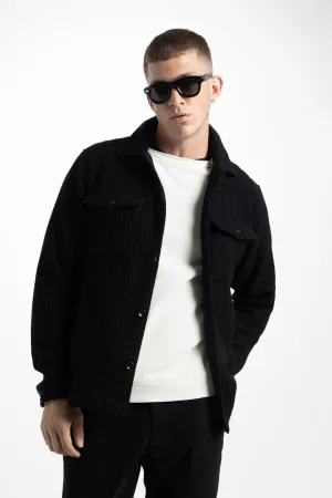 Soft Cloth Melrose Shirt Jacket in Melton Rib - Black