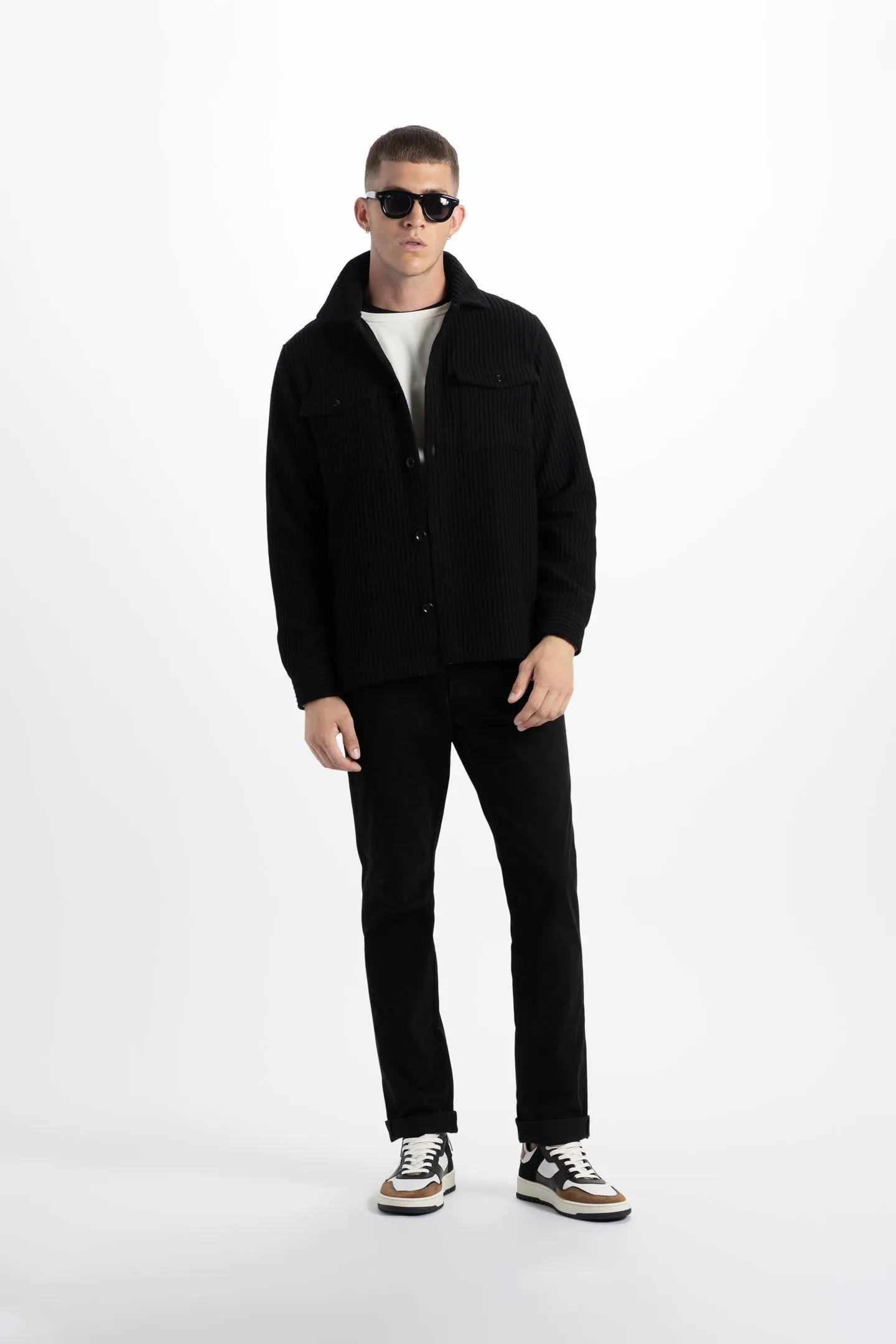 Soft Cloth Melrose Shirt Jacket in Melton Rib - Black