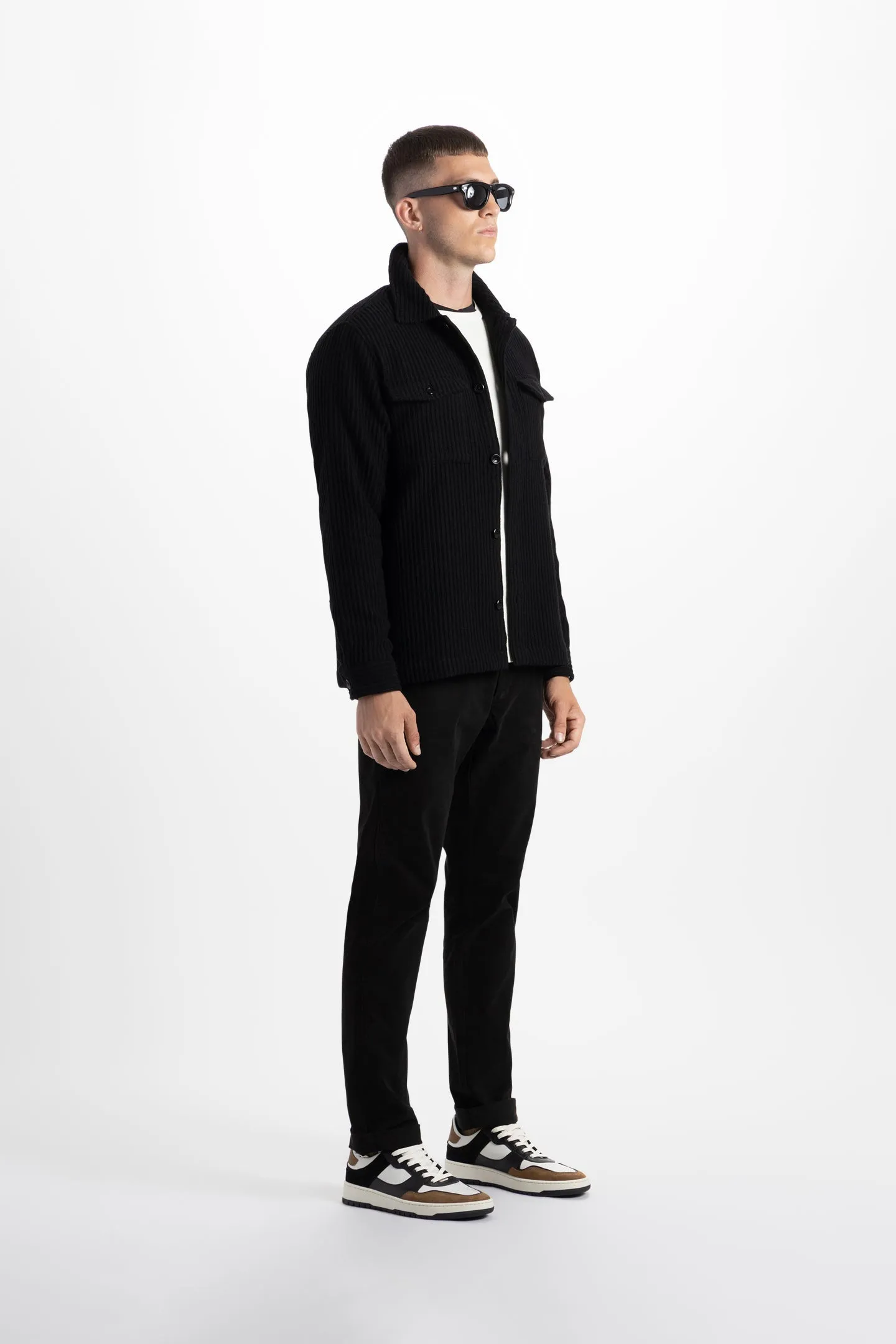 Soft Cloth Melrose Shirt Jacket in Melton Rib - Black