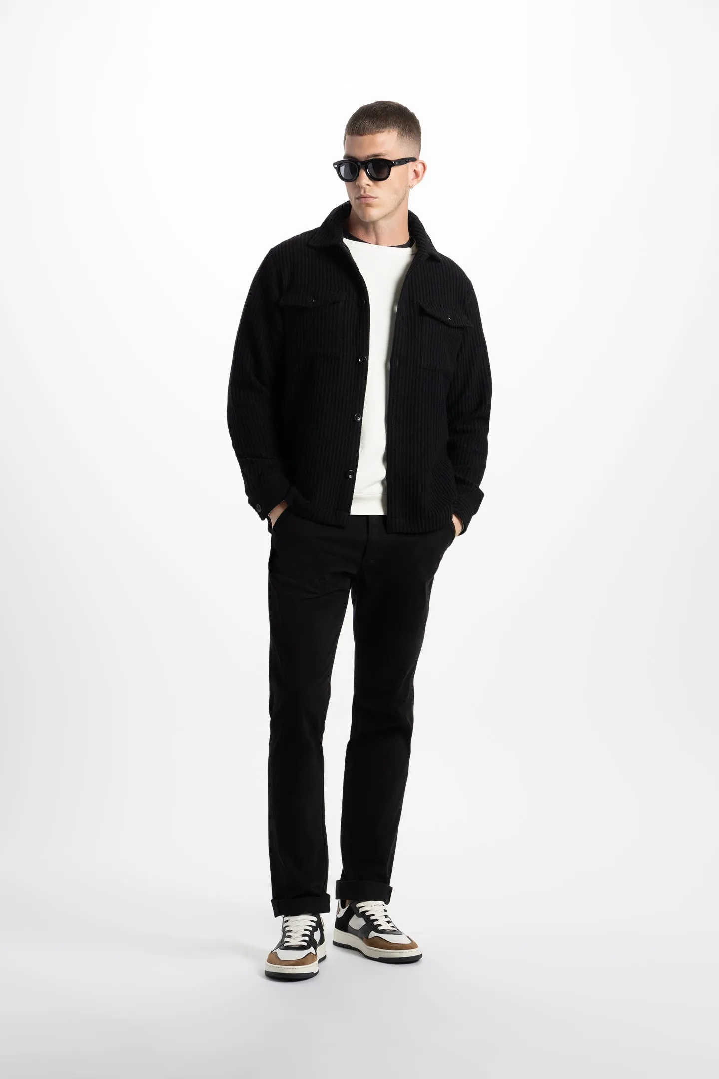 Soft Cloth Melrose Shirt Jacket in Melton Rib - Black