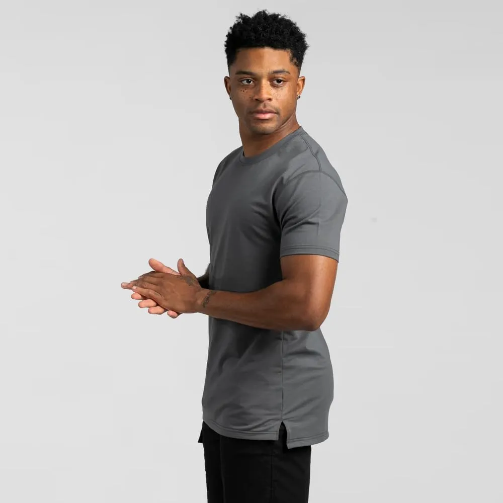 Split Hem Short Sleeve Men's T-Shirt - Polyester, Cotton, and Spandex Blend – Moisture Wicking, Breathable, Classic Fit