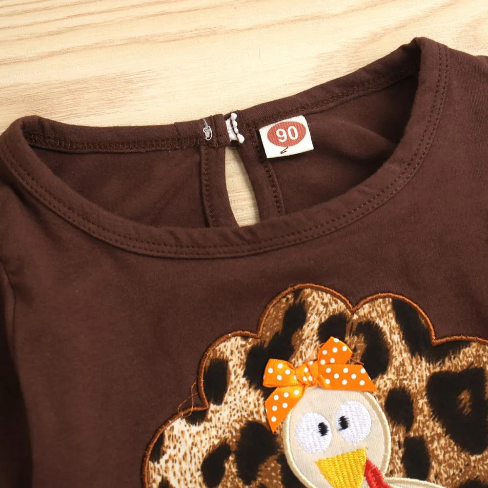 Spring and Autumn Thanksgiving Bell Bottoms Pants Two Piece Set Wholesale Kids Clothes