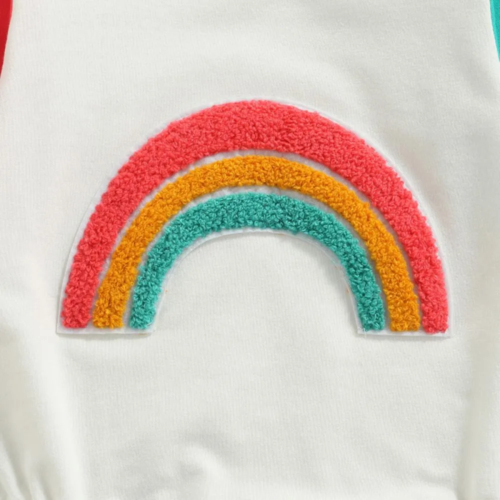 Spring Infant Romper Rainbow Long Sleeve One Piece Wholesale Baby Clothes