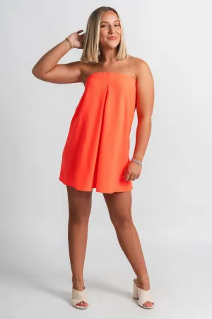 Strapless romper coral