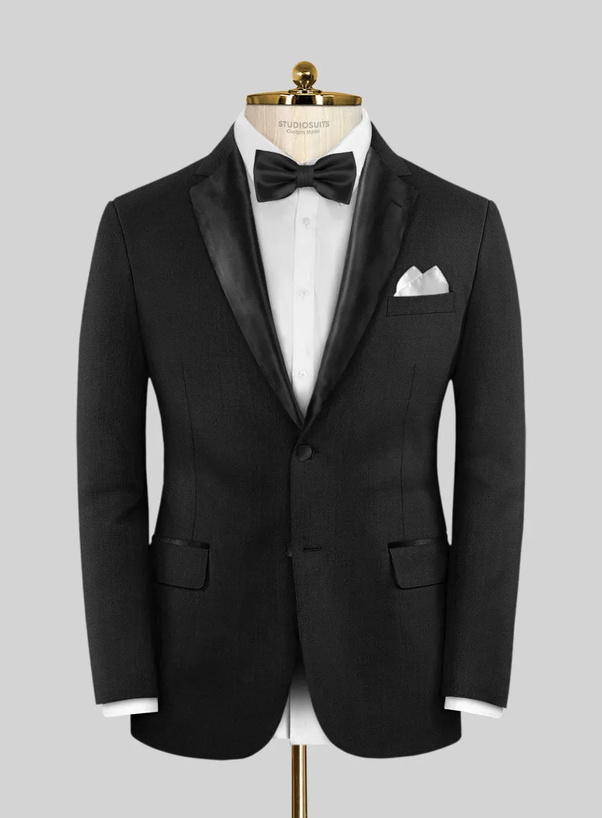 Stretch Black Wool Tuxedo Jacket