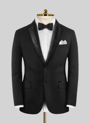 Stretch Black Wool Tuxedo Jacket