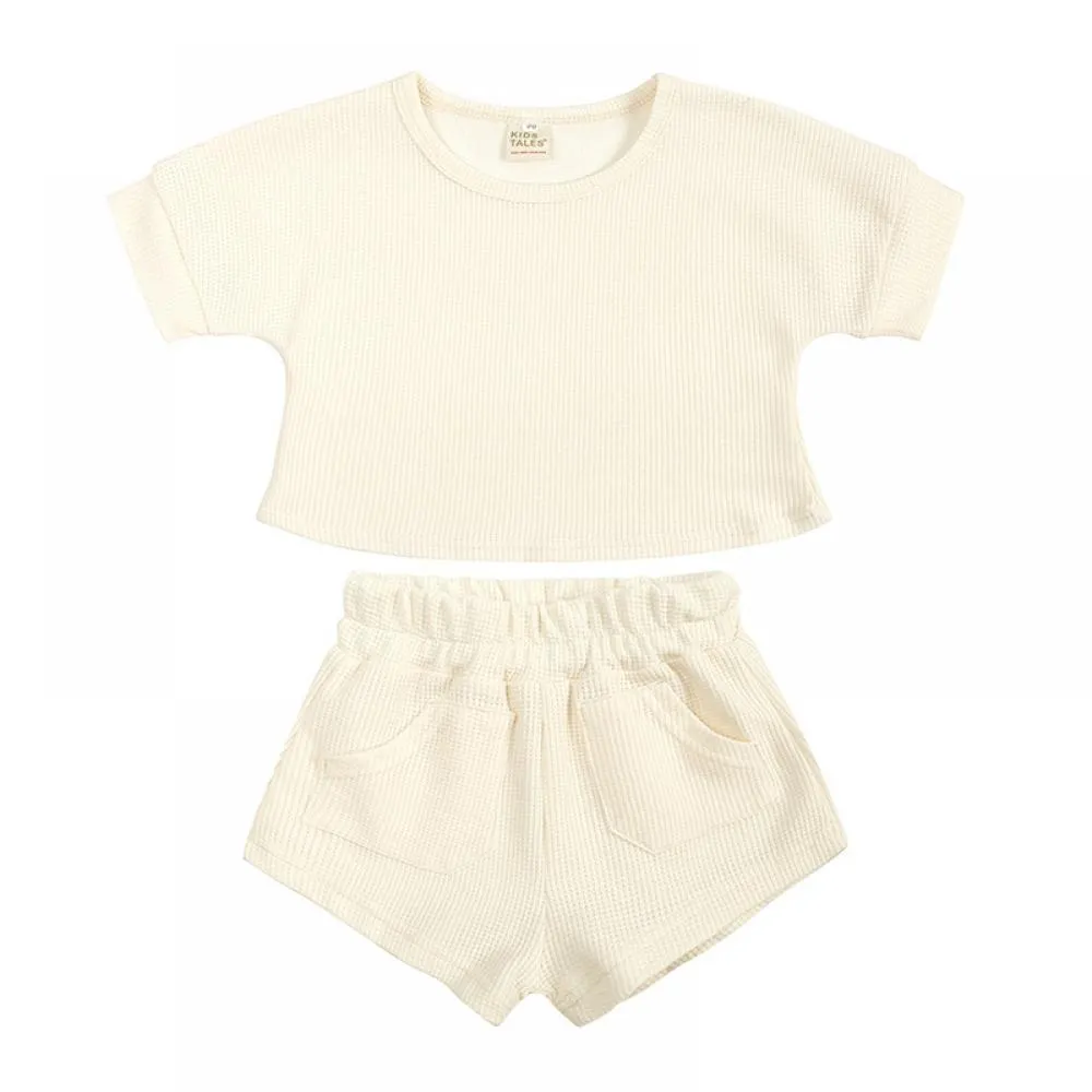 Summer Baby Waffle Top Pants Two-piece Set Wholesale
