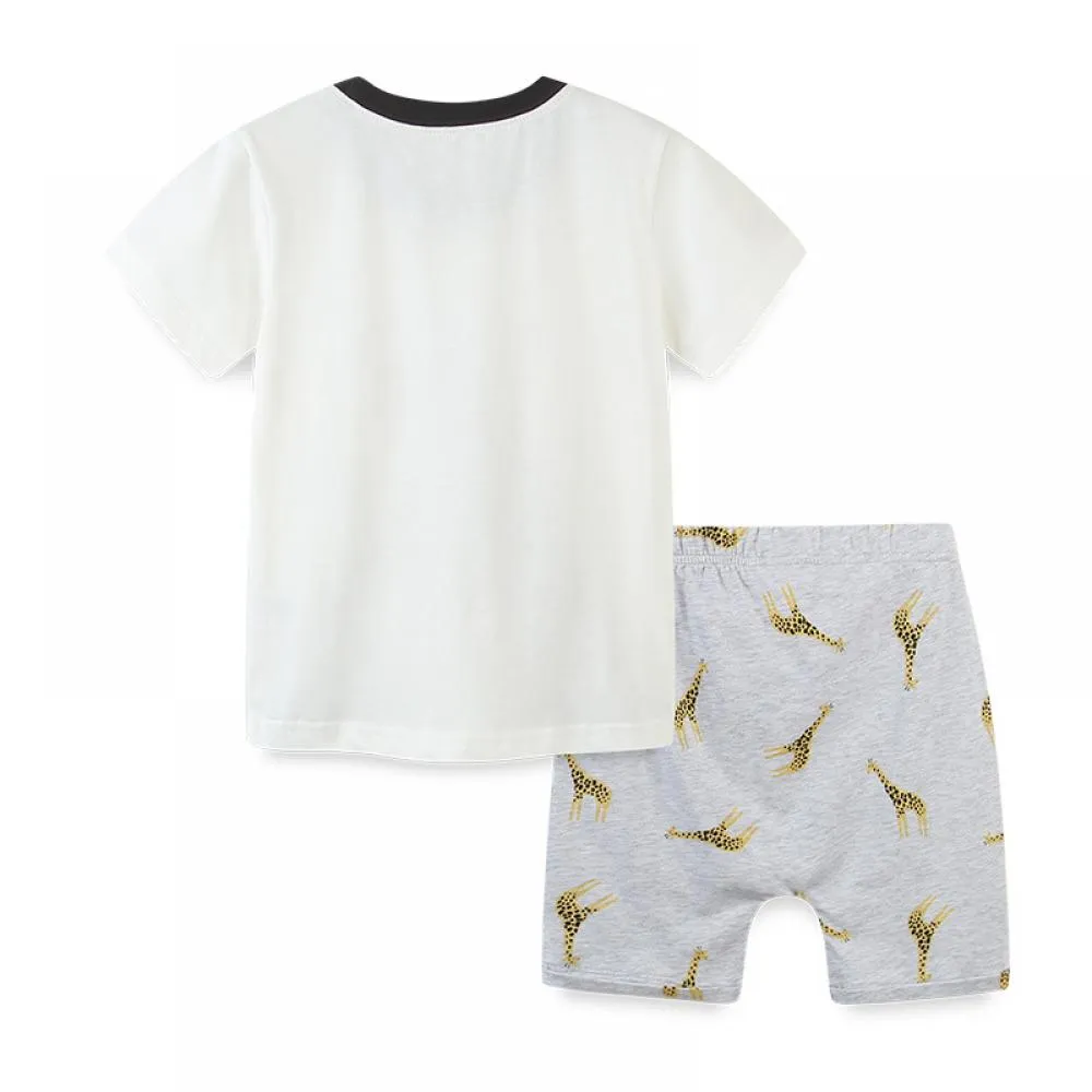 Summer Boy Pullover Cotton Knitted Print Short Sleeve Suit Wholesale Boy Clothes