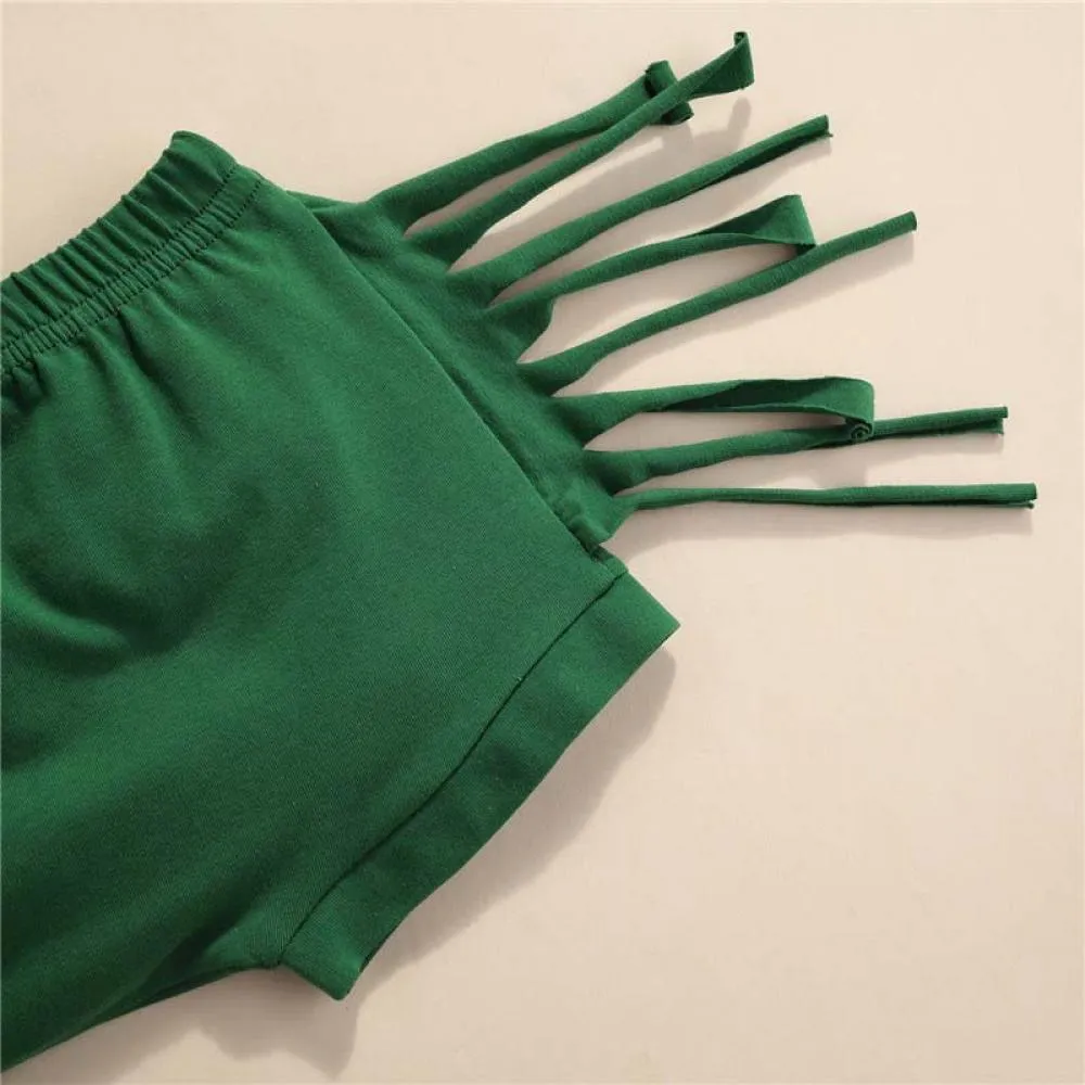 Summer Boys And Girls Rompers Fringed Shorts Hairband Set Baby Wholesale Children Clothing