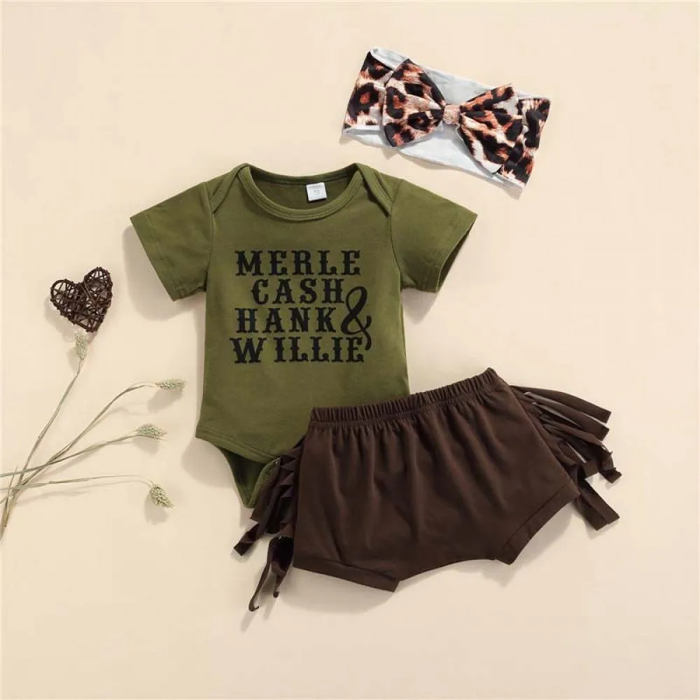Summer Boys And Girls Rompers Fringed Shorts Hairband Set Baby Wholesale Children Clothing