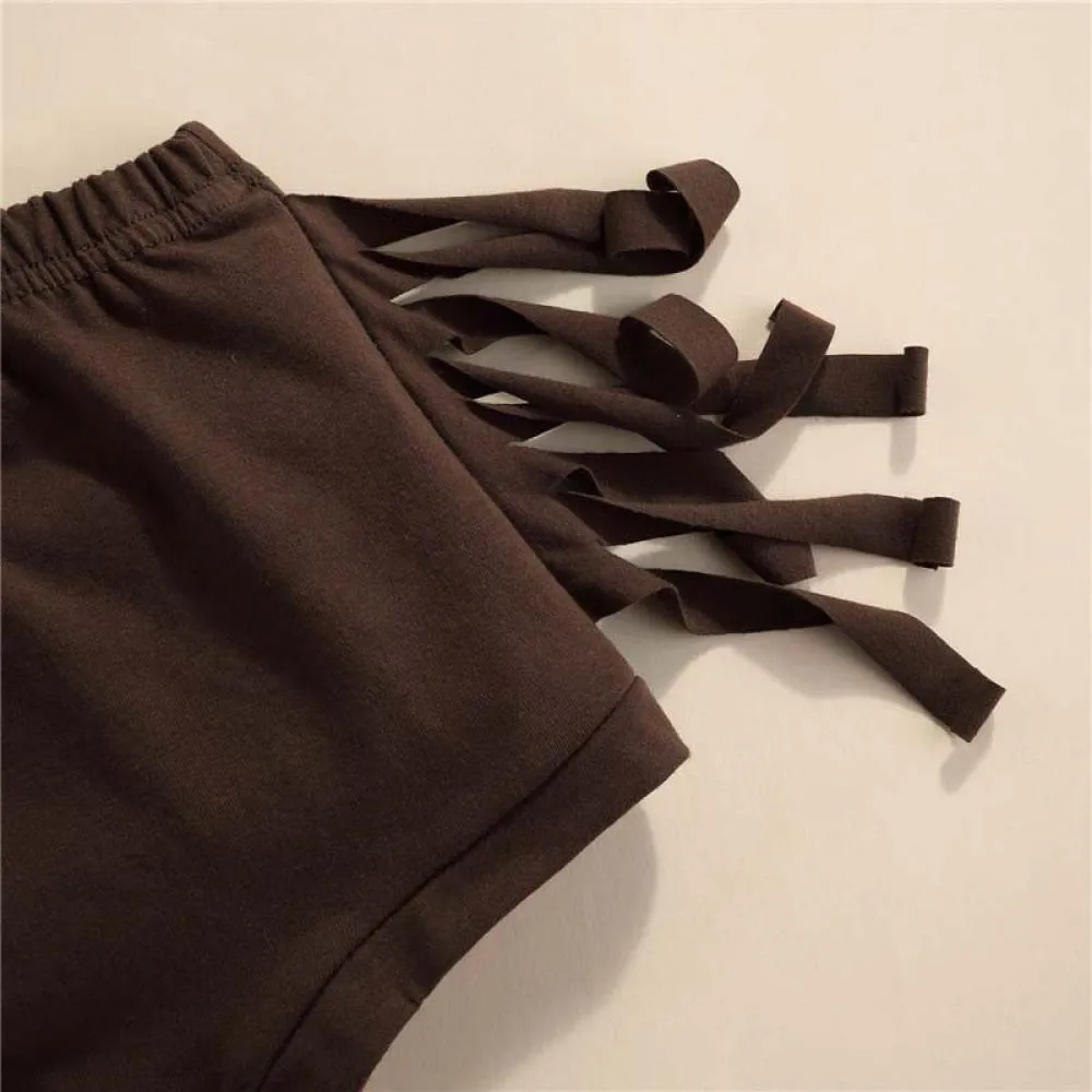 Summer Boys And Girls Rompers Fringed Shorts Hairband Set Baby Wholesale Children Clothing
