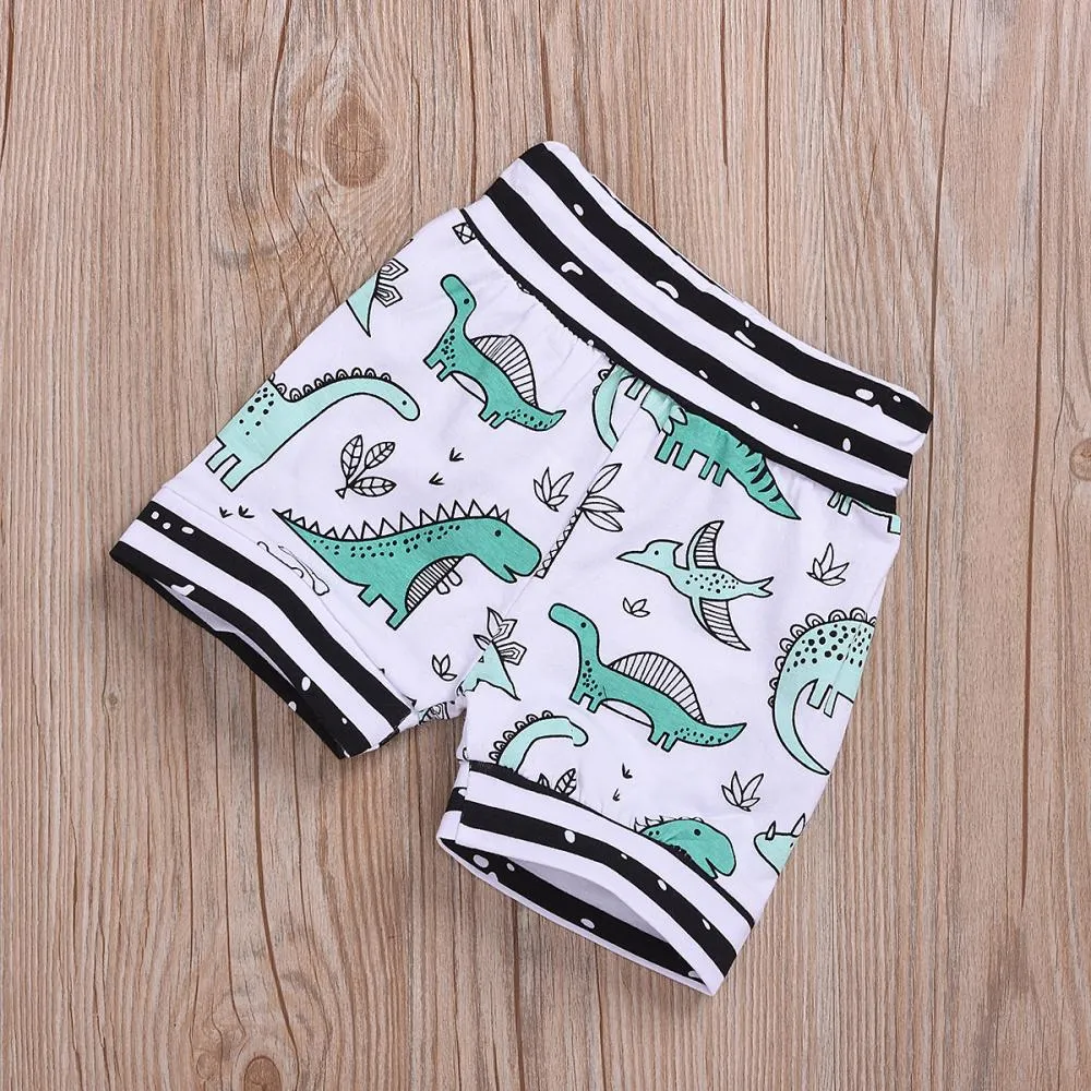Summer Boys Outfit Dinosaur Print Short Sleeve T-Shirt Outfit Wholesale Baby Boy Clothes