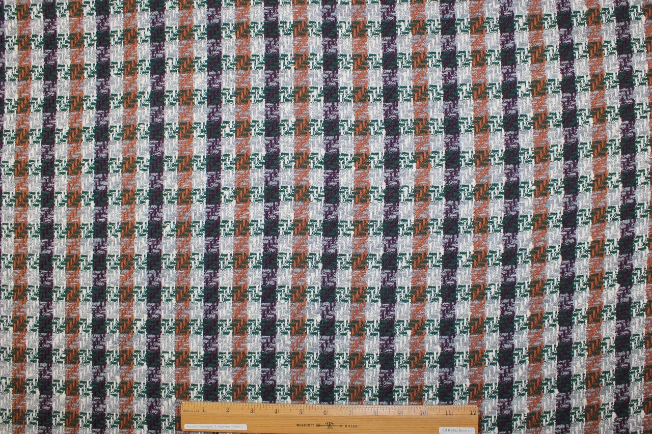 Th0m Br0wne Houndstooth-esque Tweed- Rust/Eggplant/Gray/White