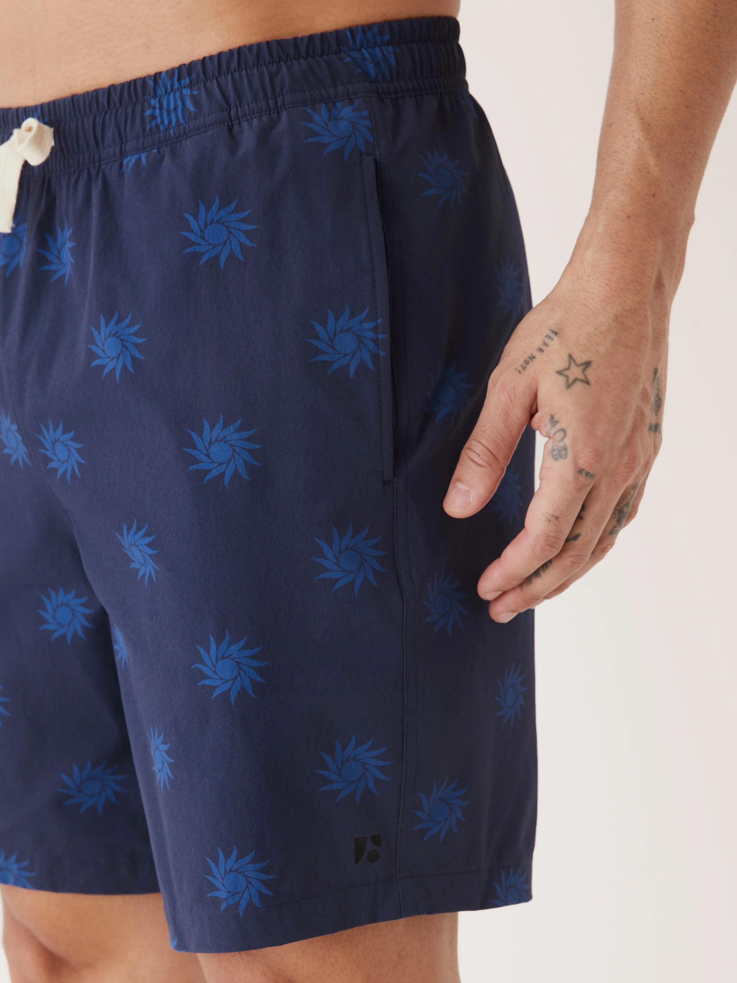 The 7in Printed Swim Short in Indigo