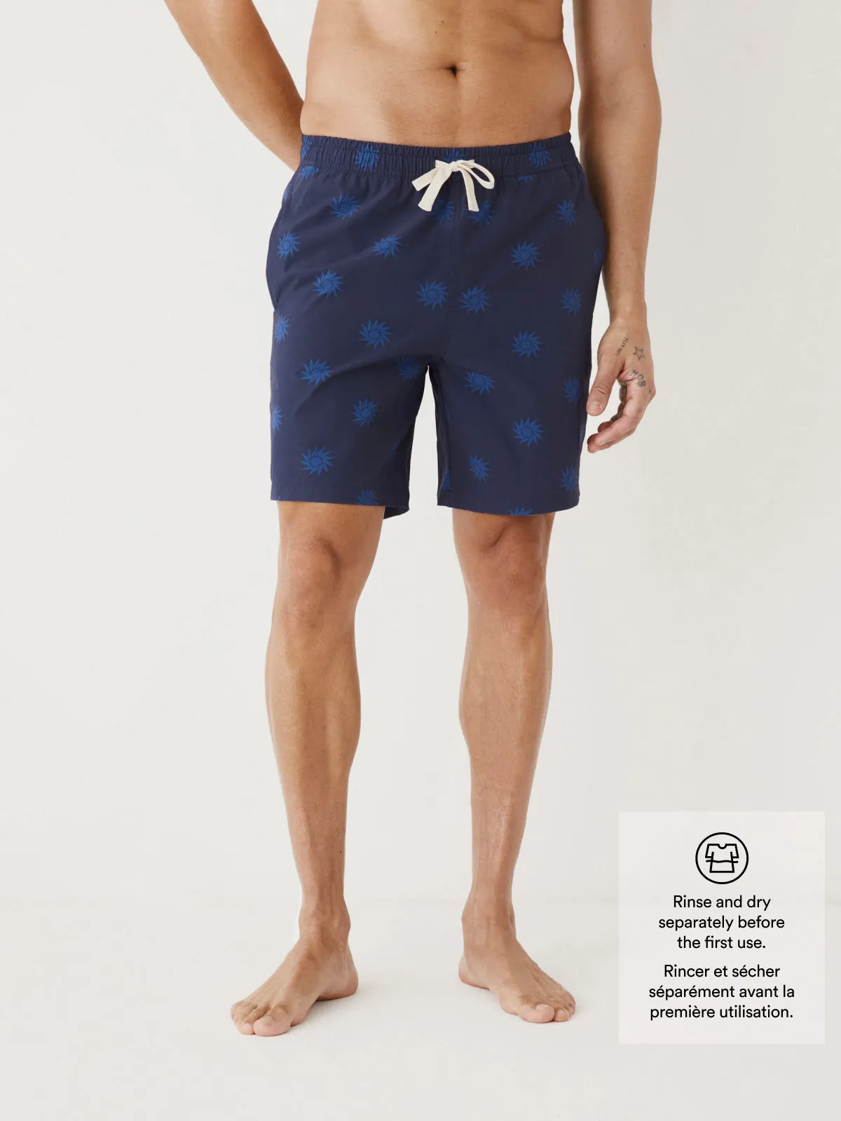 The 7in Printed Swim Short in Indigo