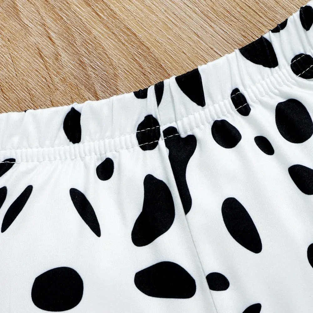 Three-piece Set Of Letter Print Bag Fart Romper Cow Print Flared Trousers Wholesale Baby Clothes