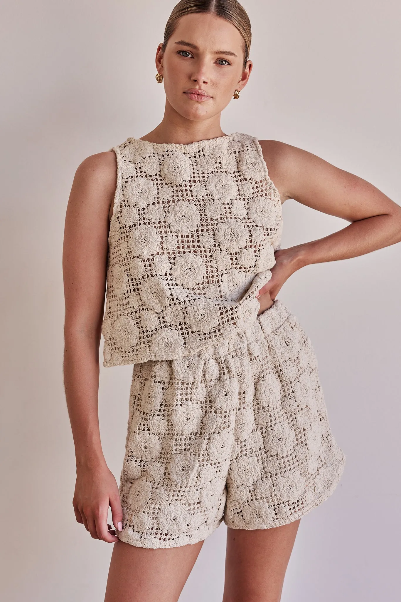 Ulysses Crochet Shorts (Beige)