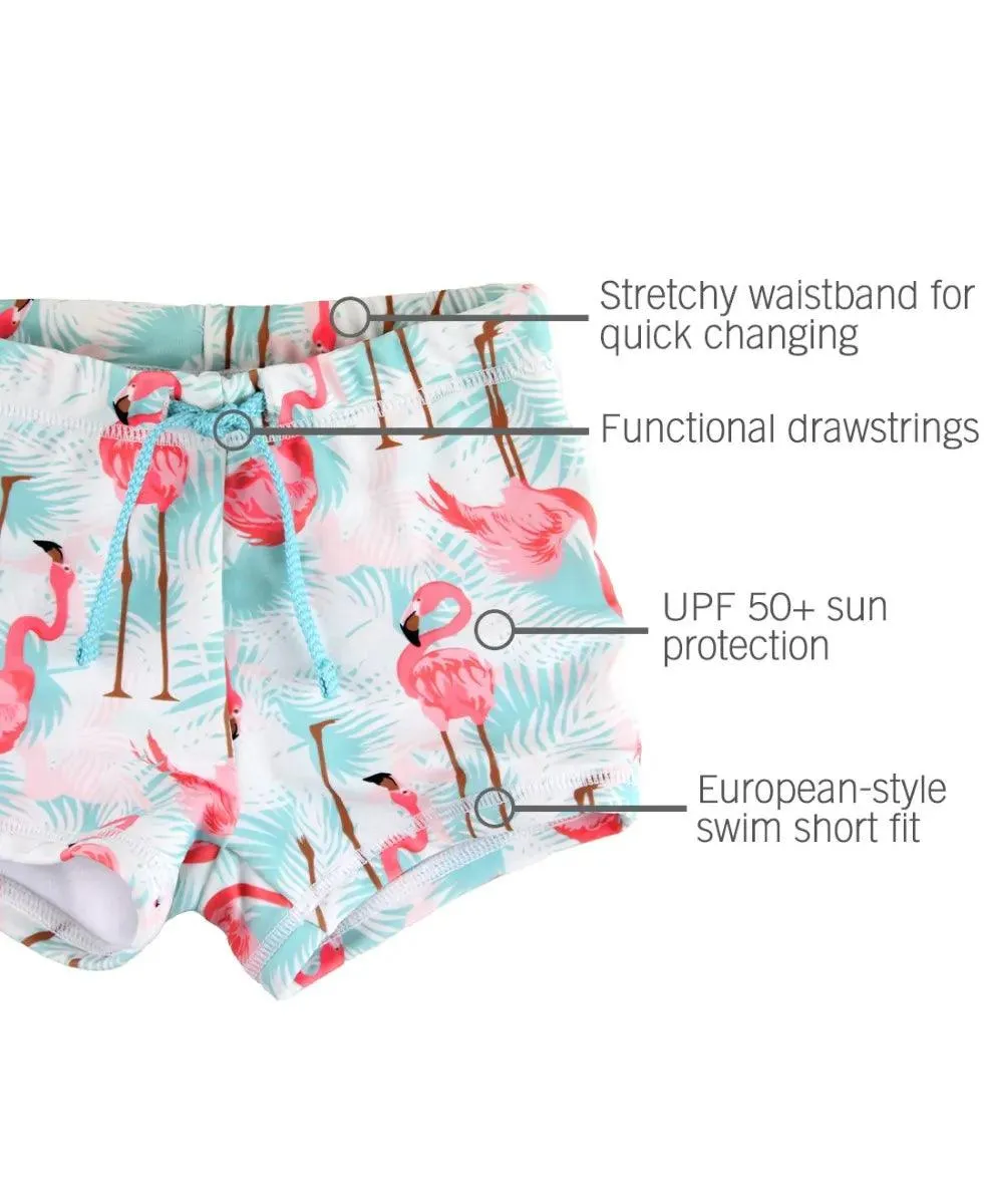 Vibrant Flamingo Swim Shorties