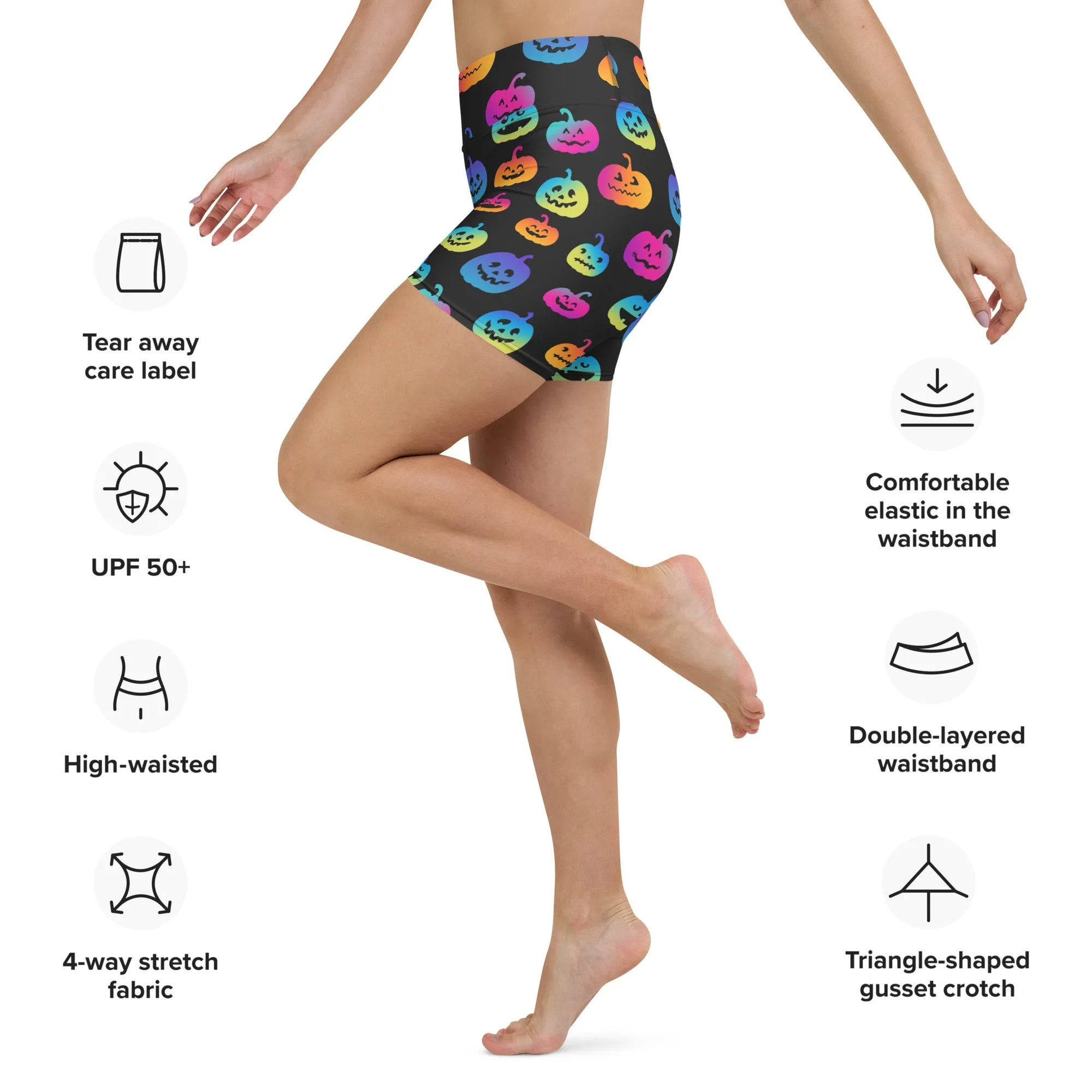 Vibrant Jack O'Lanterns Yoga Shorts