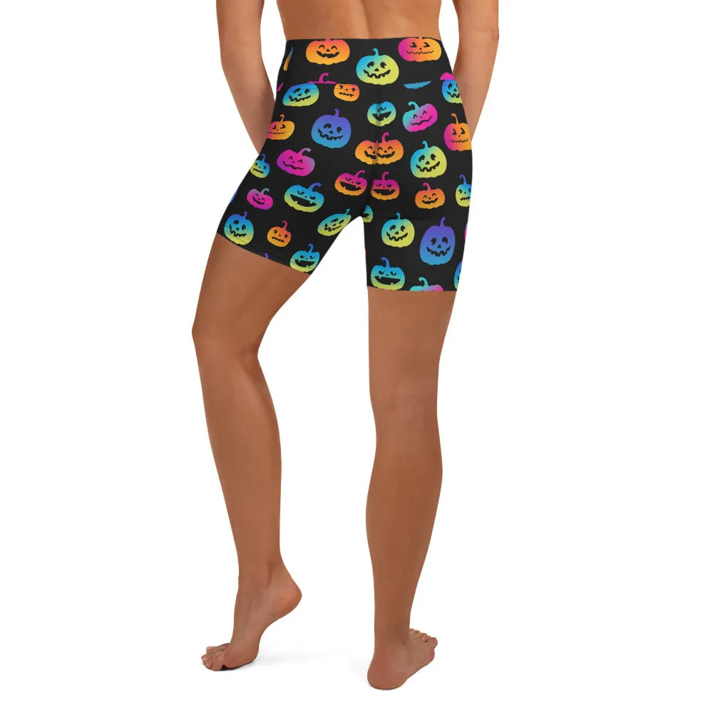 Vibrant Jack O'Lanterns Yoga Shorts