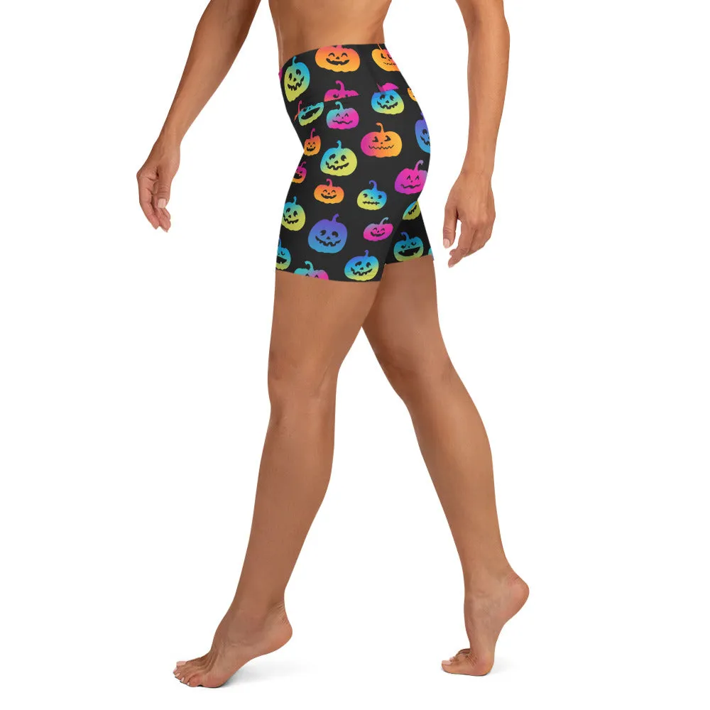 Vibrant Jack O'Lanterns Yoga Shorts