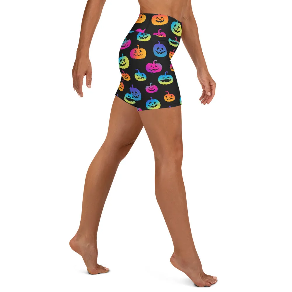 Vibrant Jack O'Lanterns Yoga Shorts
